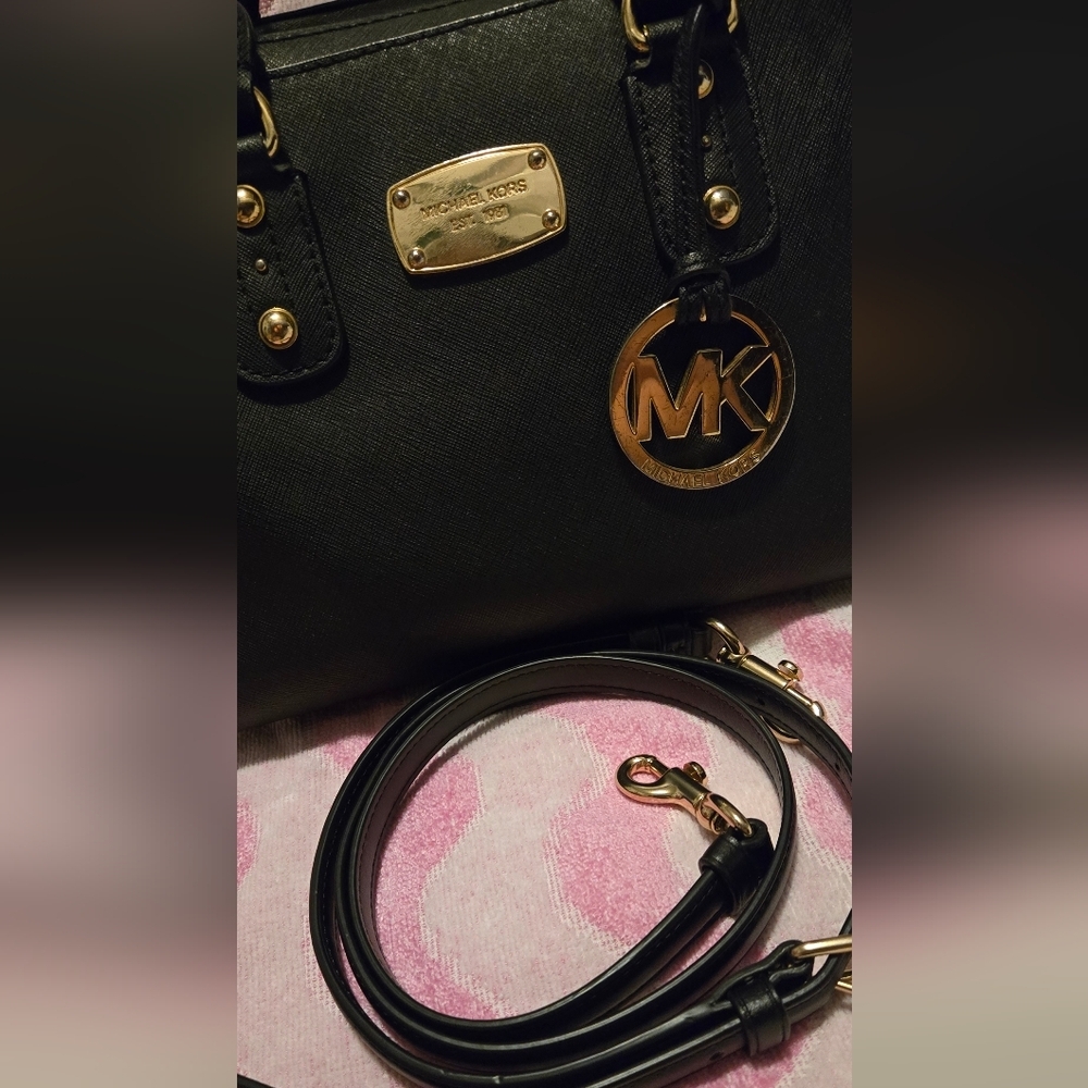 Michael Kors Black Satchel with Gold Accents - Picture 2 of 12